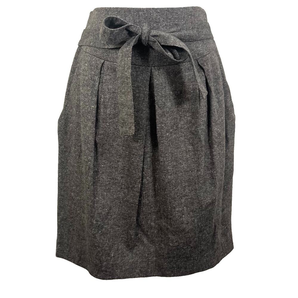 Robert Rodriguez Wool Pleated Belted Skirt Womens 4 Gray Dark Academia Career